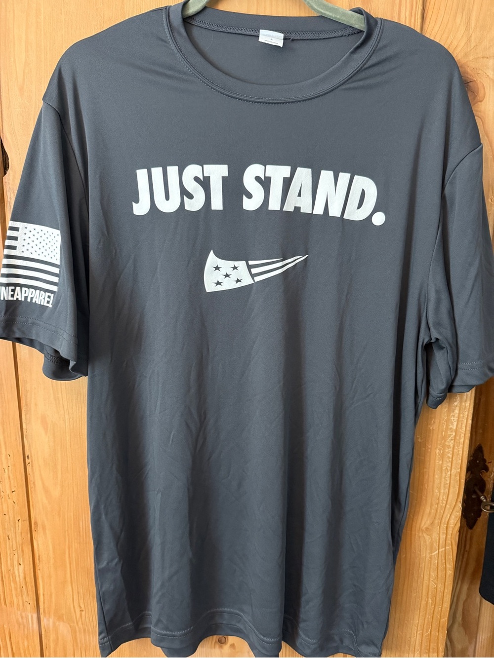Charcoal Gray JUST STAND. Graphic Short-Sleeve Tee
